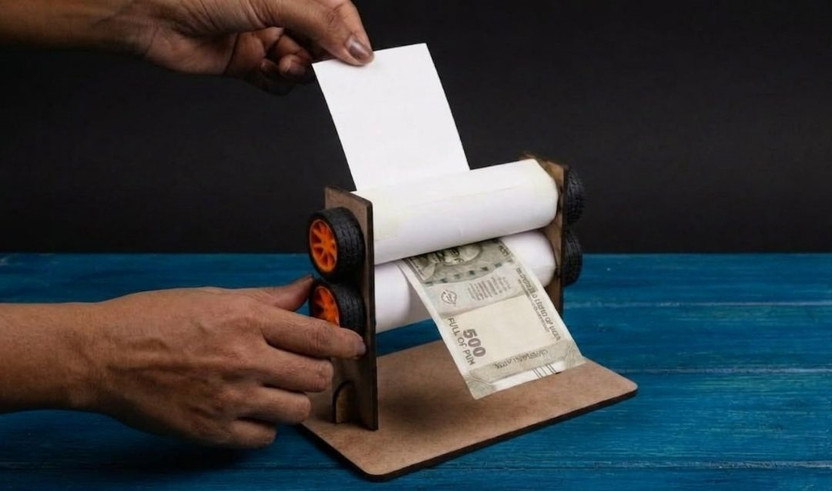 ERHIndia Students STEM Kit Money Printer Science Project Working Model for School Kids(Brown)