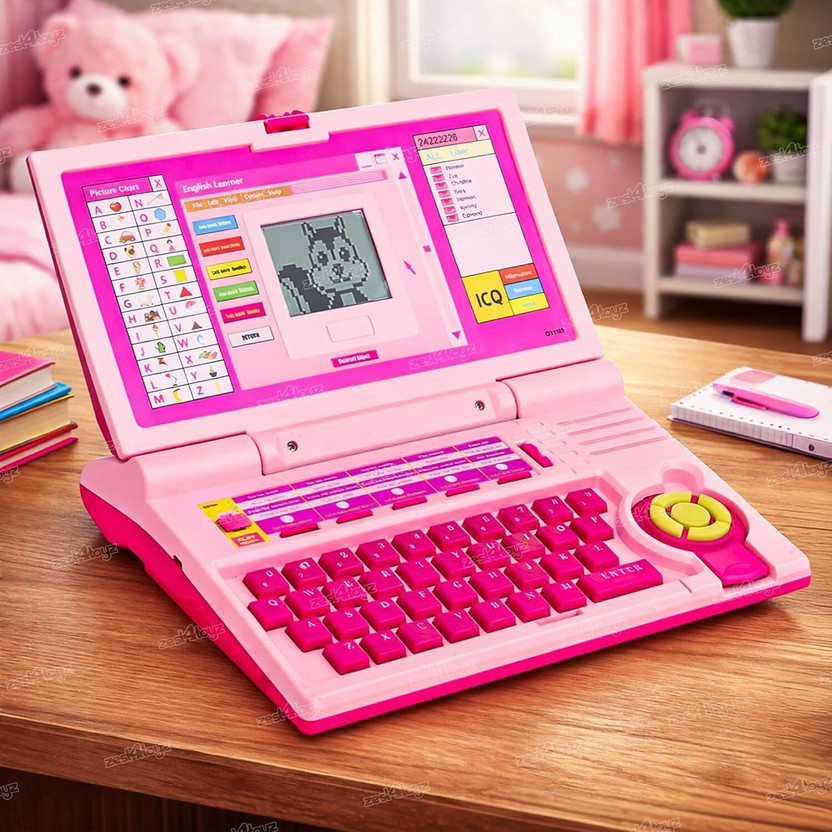 J K INTERNATIONAL Educational Laptop Computer Toy with Mouse for Kids Above 3 Years(Pink)