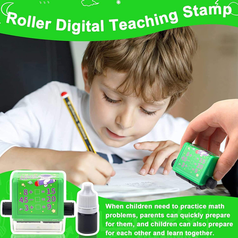 Johnnie Boy Addition Subtraction Roller Stamp for Kids Math Practice Learning Tool(Multicolor)
