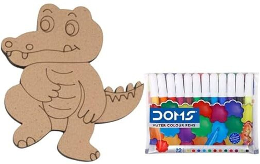 ERHIndia Wooden Crocodile Animal Cutouts for Kids Crafts DIY Painting Kit for Art Craft(Multicolor)