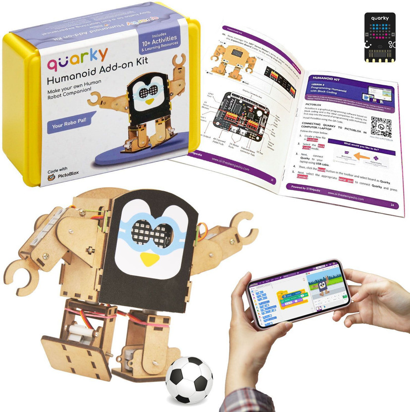 Quarky Humanoid Robot Kit for Kids 7+ with Coding, AI & Activity Guide(Multicolor)