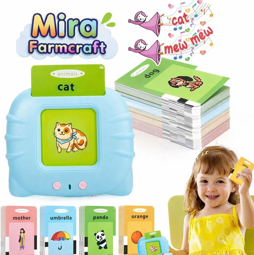 Mira Farmcraft Flash Cards for Kids English Words Preschool Reading Early Talking Toy- 112 pcs(Multicolor)