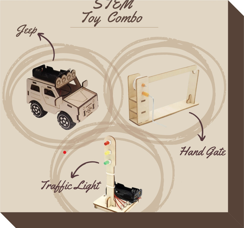 TATV QALAA 3 In 1 STEM Project Educational Learning Toys for Kids [6-12yrs]-Working Model(Beige, Brown)