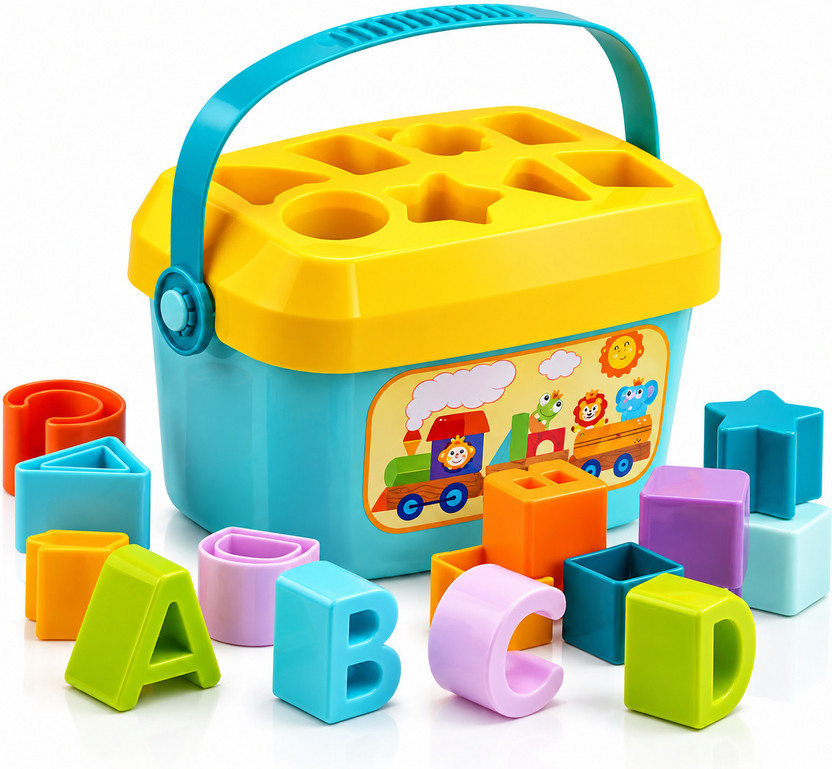 Mira Farmcraft Baby's First Shape Sorting Blocks Learning Activity Toys with 16 Building Blocks(Multicolor)