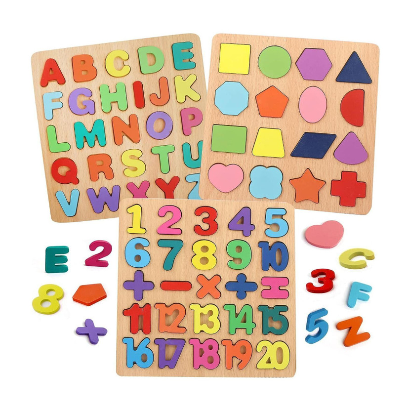 ZARQITO 3 set Wooden Learning Educational ABCD Board for Kids Activity Toys for Toddlers(3 Pieces)