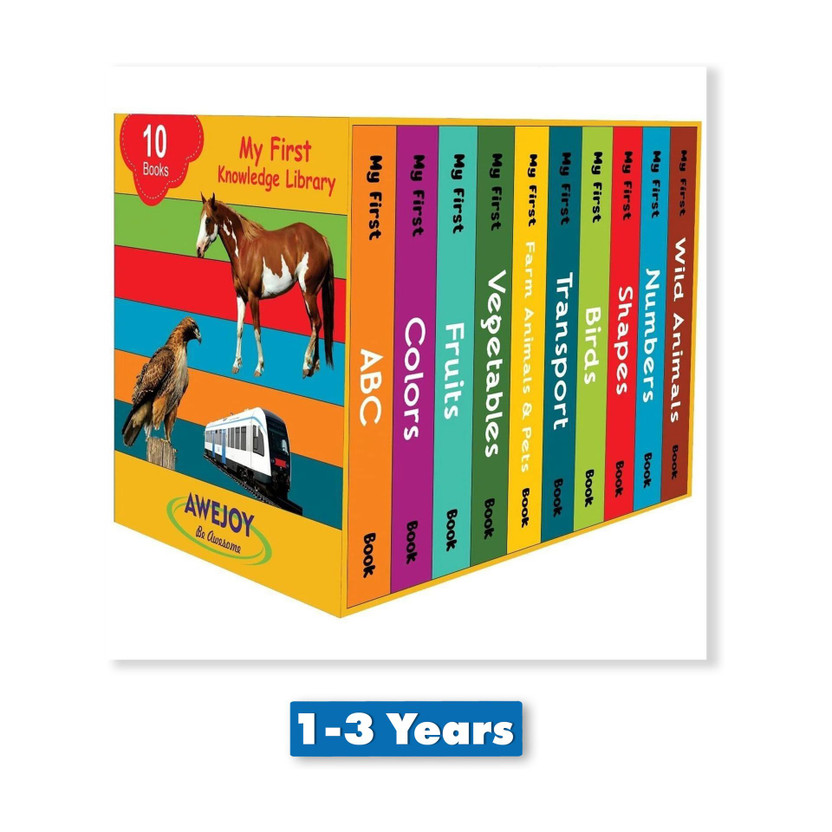 AWEJOY My First Knowledge Library: 10 Board Books -Preschool Learning & Development Kit(Multicolor)