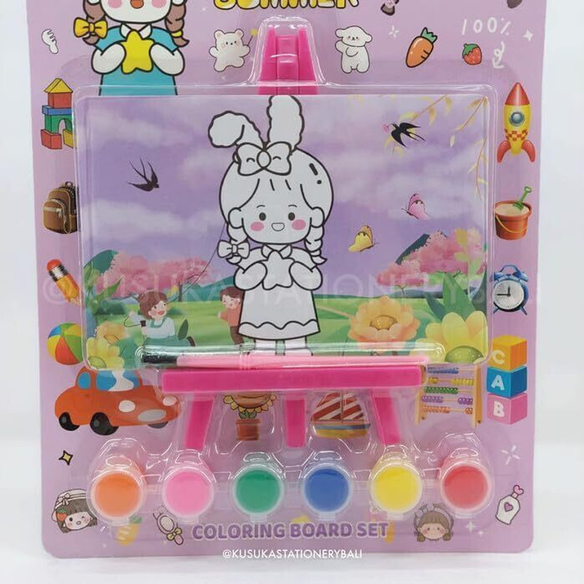 ilearnngrow Kids Coloring Board Set with Stand, Brush & 6 Paints(Multicolor)