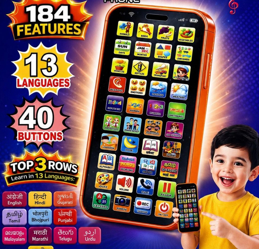 Arthdeep Pro max 184 features 40 buttons 13 languages toys multicolour education phone(Multicolor)
