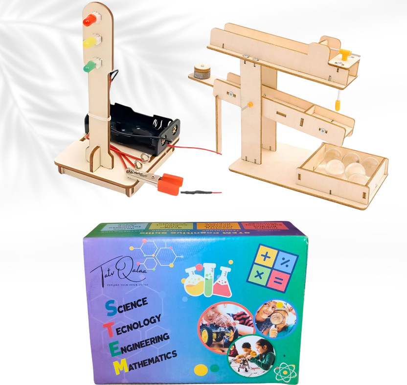 TATV QALAA Ball Seesaw and Light House STEM , 3D Puzzles, DIY Toy for kids (Working Model)(Beige)