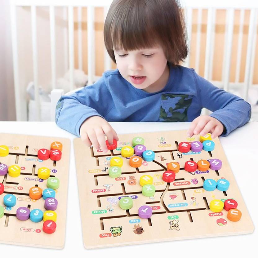 SHALAFI Read & Learn ABCD Alphabet Matching Toy Board Game Maze Tracing
