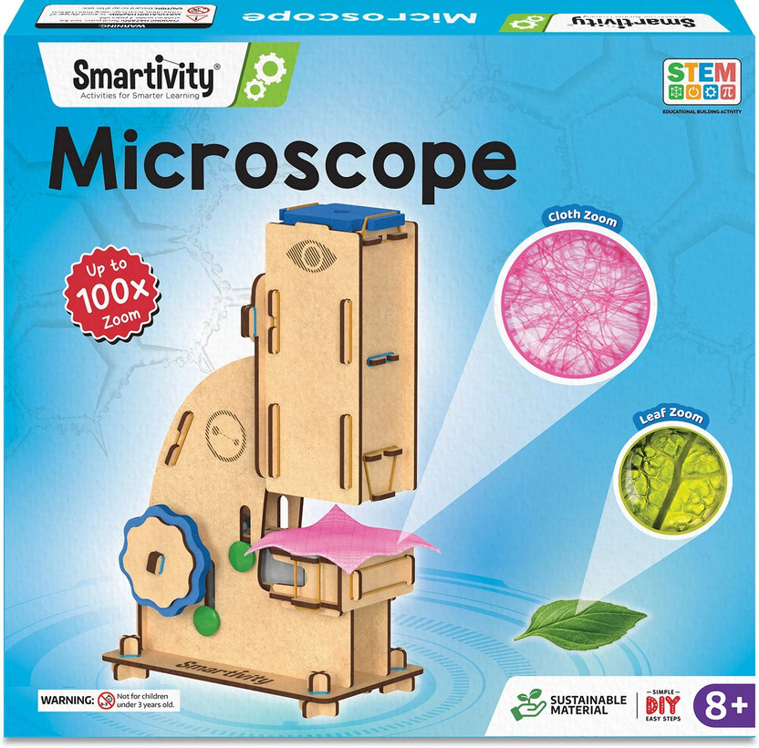 Smartivity Microscope 100x Zoom Science STEM DIY Fun Toys, Educational & Construction based Activity Game for Kids 8 to 14, Gifts for Boys & Girls, Learn Science Engineering Project, Made in India(Multicolor)