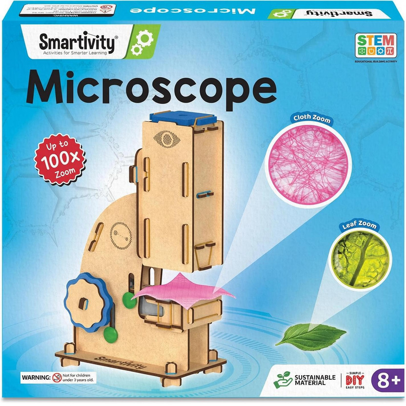 Smartivity Microscope 100x Zoom Science STEM DIY Fun Toys, Educational & Construction based Activity Game for Kids 8 to 14, Gifts for Boys & Girls, Learn Science Engineering Project, Made in India(Multicolor)
