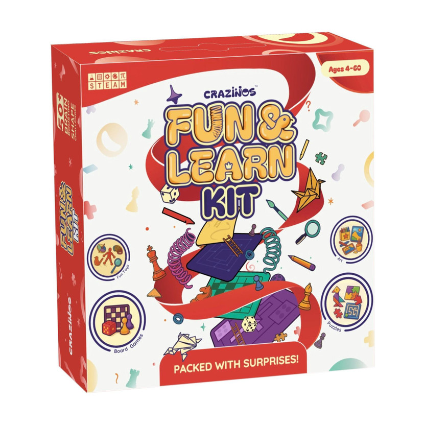 Crazinos Fun & learn kit | For 5 to 6 Learners | Ages 4 to 60 Yrs| 50+ fun activities(Multicolor)