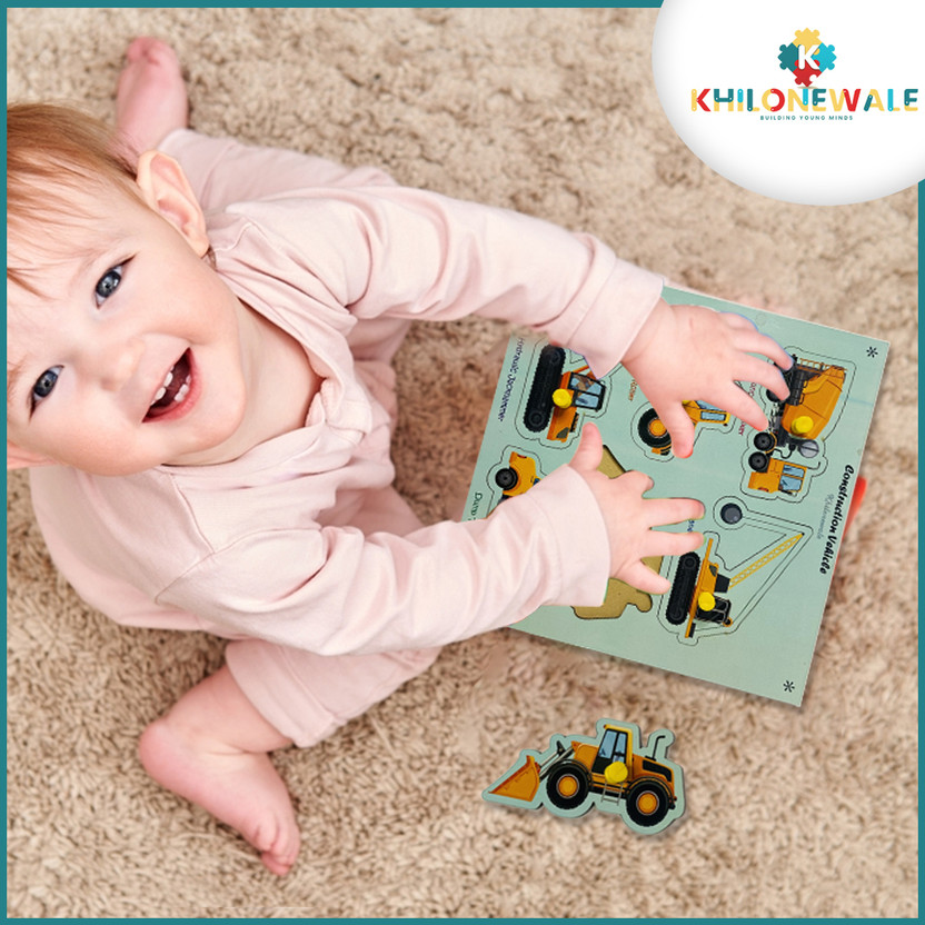 Khilonewale Wooden construction vehicle toys for kids Learning and Educational Puzzle(Multicolor)