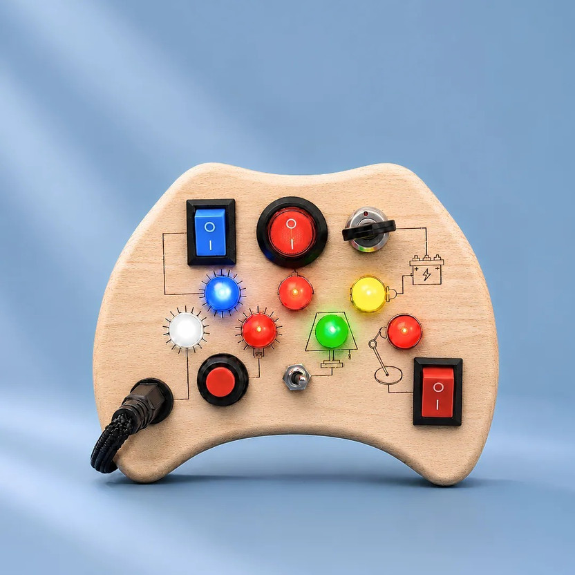 Clapstore Clapstore Toys Montessori Tinker Pad Busy Board With Led Light & Switch for Kids(Beige) - Flipkart Deal