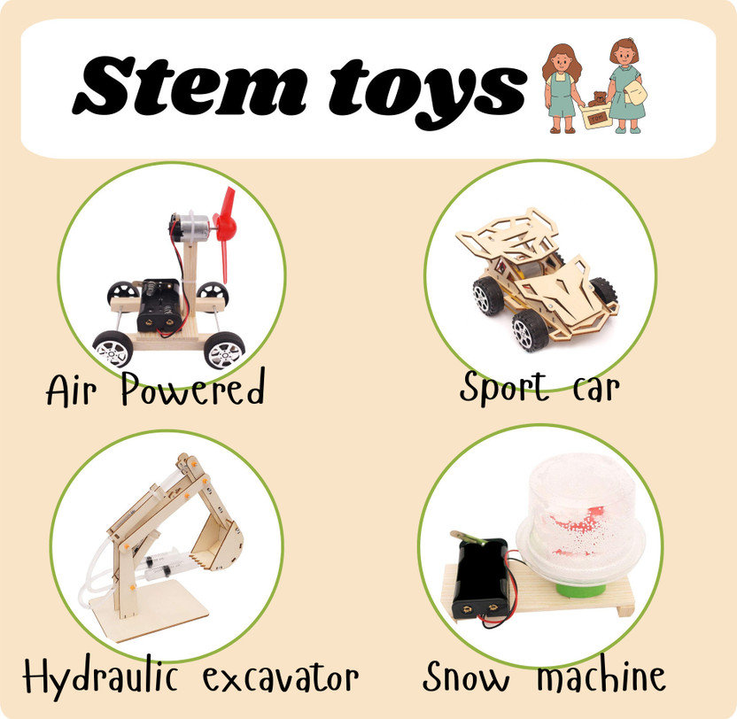 TATV QALAA 4 in 1 STEM Projects Educational Learning Toys for Kid(6 to 12) -Working Model(Beige)
