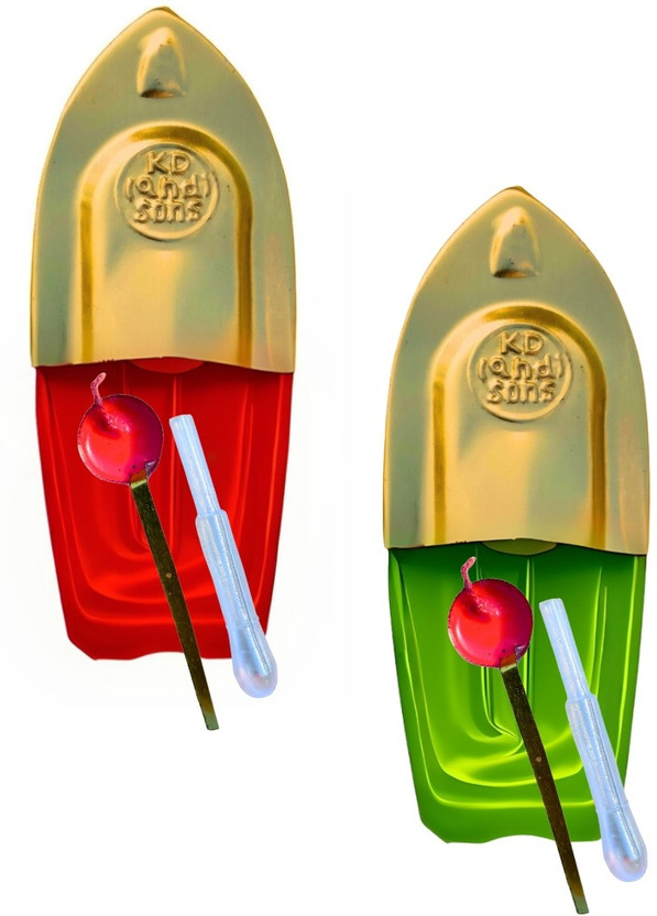 kd and sons Set of 2 steam Boat with free candle & dropper|| pop pop Boat(Multicolor)
