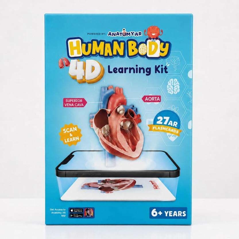 HAPPYNAS WORLD Human Body 4D AR Flash Cards, 27 Augmented Reality Anatomy Cards with App Scan(Multicolor)
