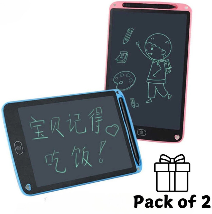 Jeevan jyoti agency LCD writing pad Digital Slate for Kids Educational Toy Painting board(Pack of 2)(Multicolor)