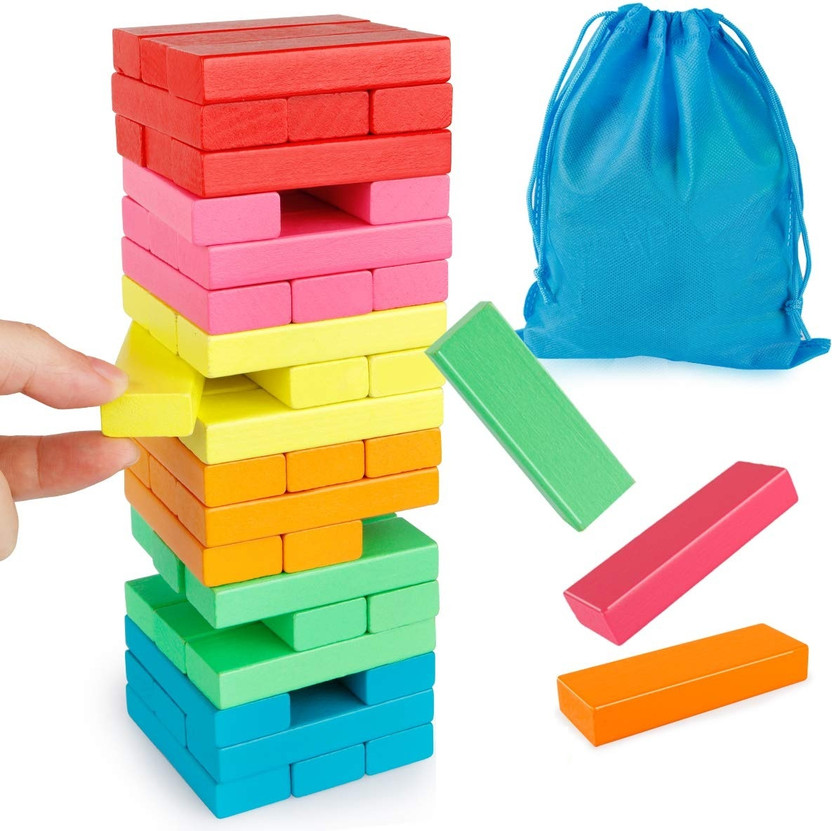 CrazyCrafts Colourful Wooden Blocks Montessori Wooden Toys(Multicolor)
