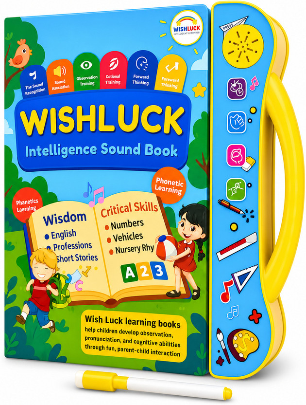 WISHLUCK Intelligence Sound Book for Kids | ABC, Numbers, Rhymes Learning Toy(Multicolor)