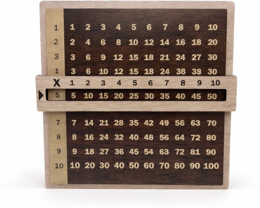 WOODHEART Wooden Multiplication Table Learning Board with Slider(Brown)