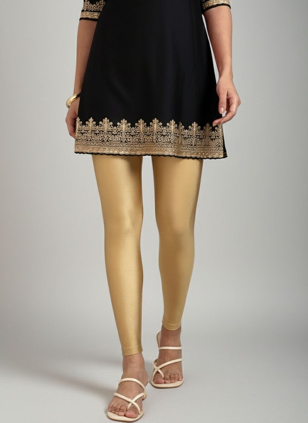 Stywa Ankle Length Ethnic Wear Legging(Gold, Solid)