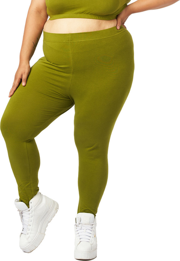Bigtees Churidar  Western Wear Legging(Green, Solid)