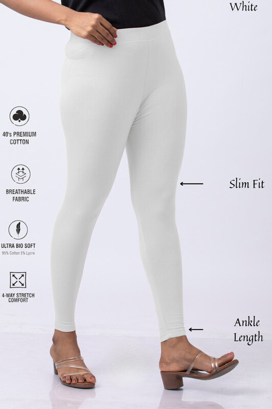 Lady Luxe Ankle Length  Ethnic Wear Legging(White, Solid)