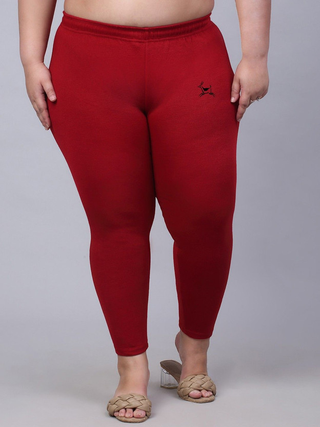 Trend Level Ankle Length Winter Wear Legging(Maroon, Solid)