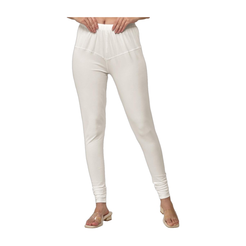 Lyra Churidar Length Ethnic Wear Legging(White, Solid)