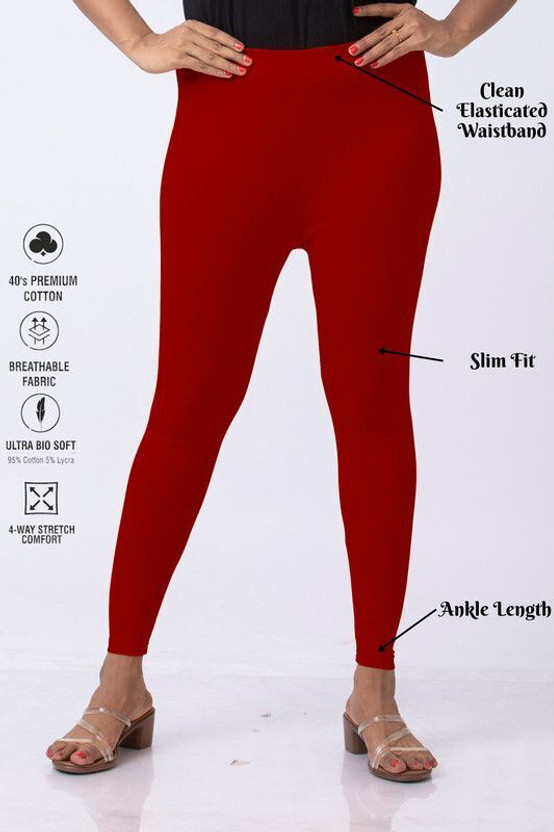 Lady Luxe Ankle Length  Ethnic Wear Legging(Red, Solid)