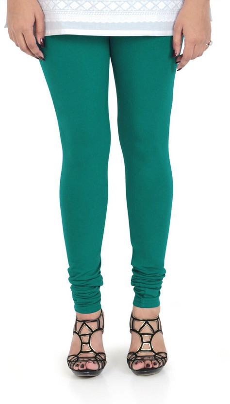 VAMI Churidar  Ethnic Wear Legging(Green, Solid)