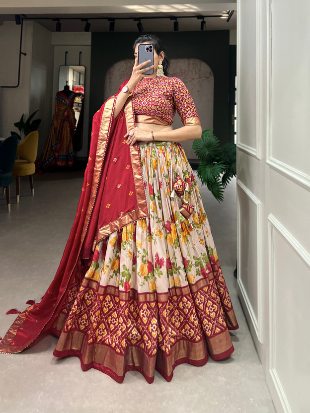 supreetha supreetha Printed Semi Stitched Lehenga Choli(Red) - Flipkart Deal