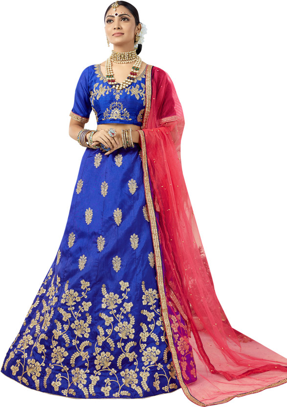 ShopGlobal ShopGlobal Embroidered Semi Stitched Lehenga Choli(Blue) - Flipkart Deal