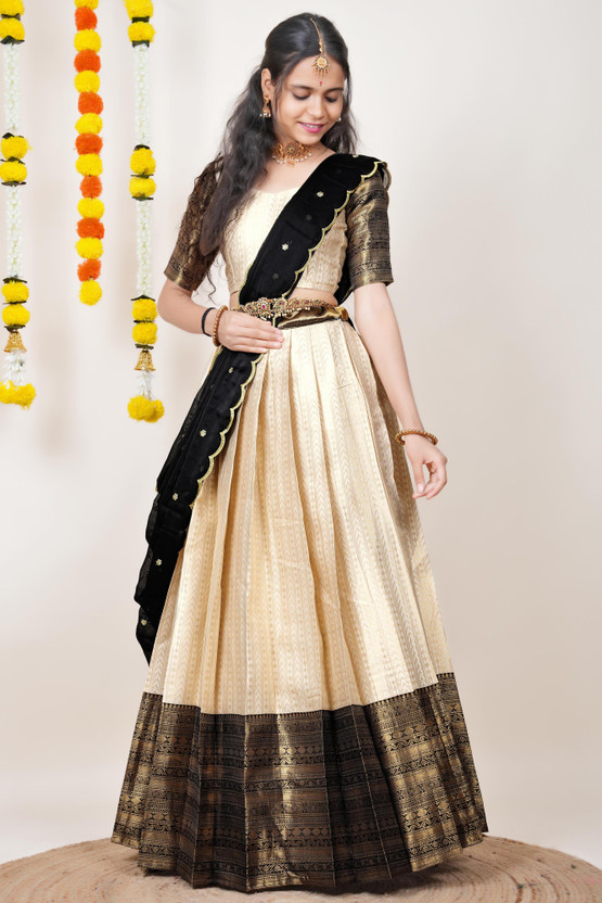 MR Y Self Design Semi Stitched Lehenga Choli(Black)