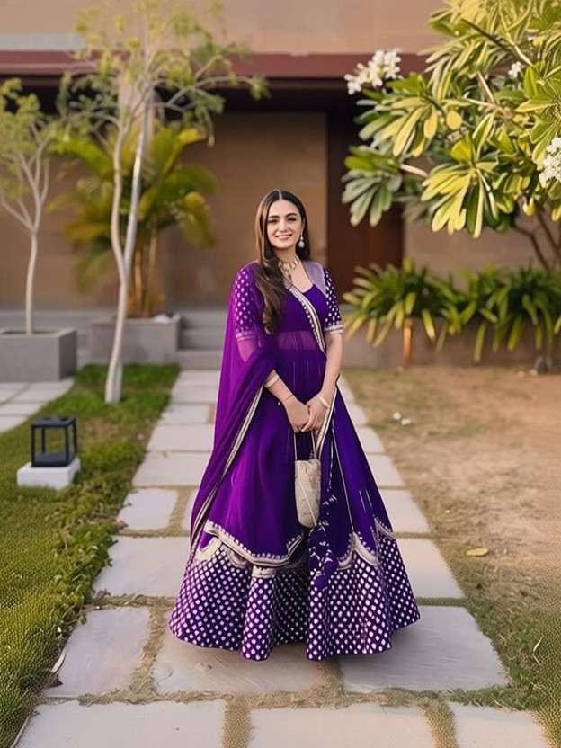 Reelove Factory Embroidered Semi Stitched Lehenga Choli(Purple)