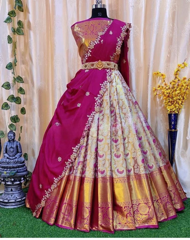 ADESHETHNICWEAR Self Design Semi Stitched Lehenga Choli(Pink)