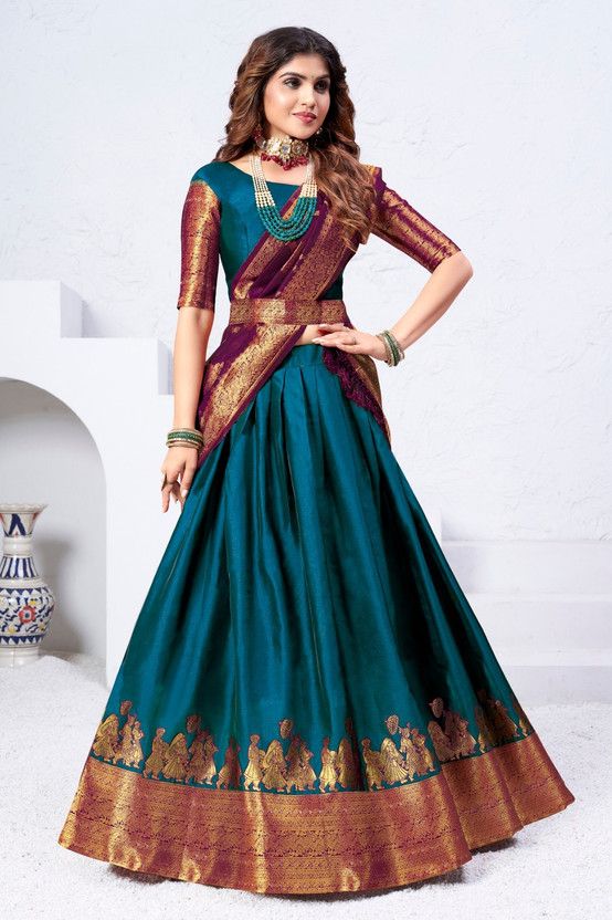 Mert Mert India Embellished Semi Stitched Lehenga Choli(Light Blue) - Flipkart Deal