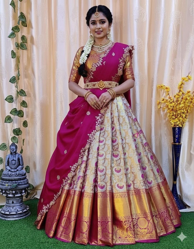 rendol Self Design Semi Stitched Lehenga Skirt(Multicolor)