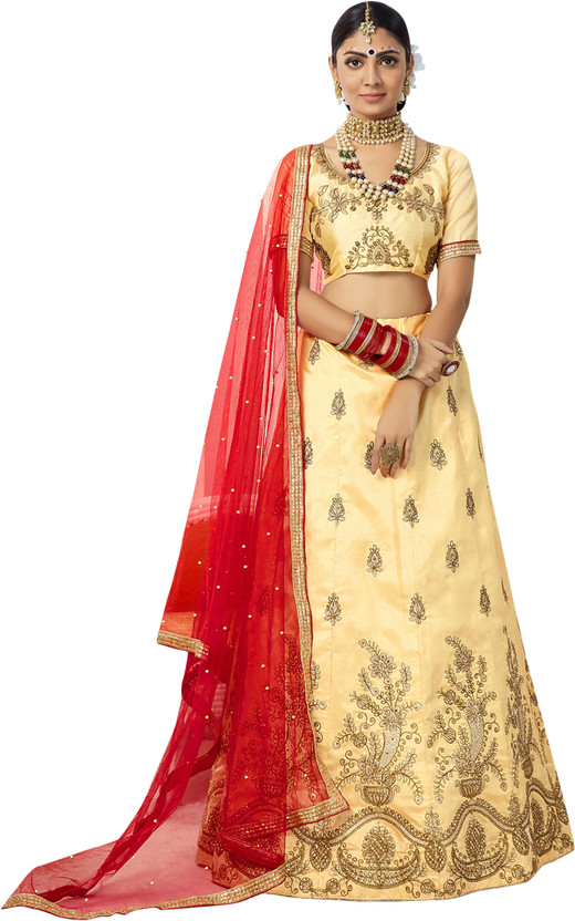 ShopGlobal ShopGlobal Embroidered Semi Stitched Lehenga Choli(Beige) - Flipkart Deal