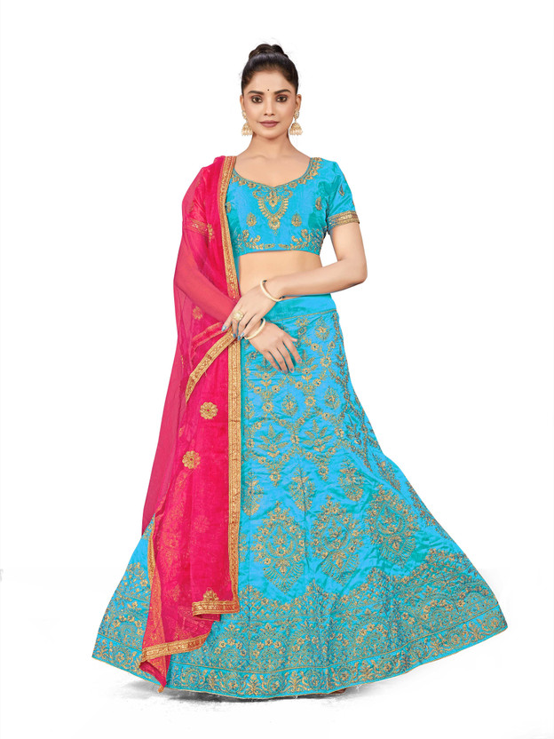 ShopGlobal ShopGlobal Embroidered Semi Stitched Lehenga Choli(Light Blue) - Flipkart Deal