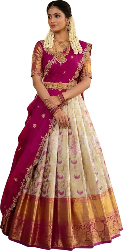 jivuba Self Design Semi Stitched Lehenga Choli(Pink)