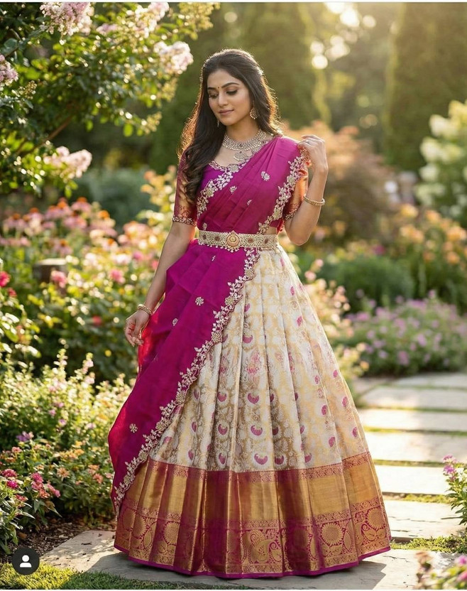 KASHTBHANJAN CRETION Self Design Semi Stitched Lehenga Choli(Pink)