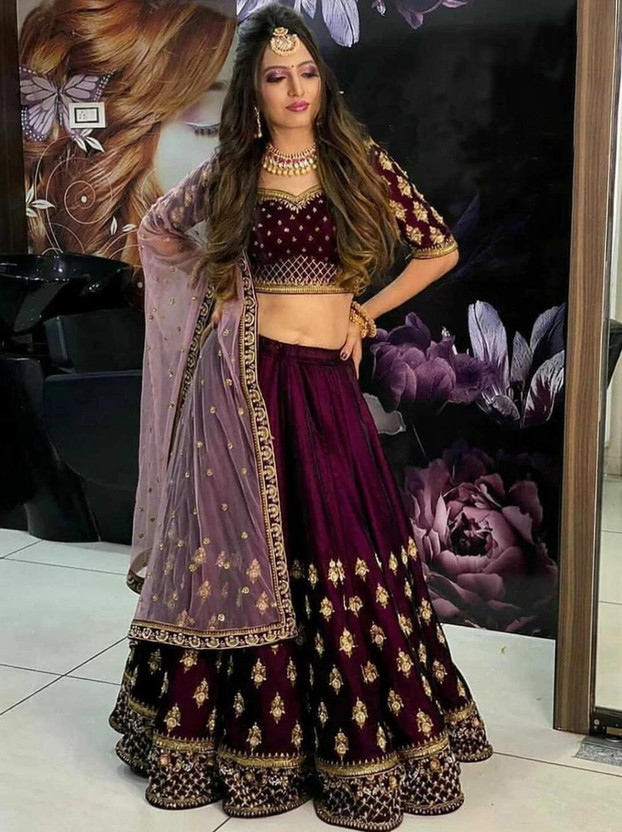 Kedar Kedar Fab Embroidered Semi Stitched Lehenga Choli(Purple) - Flipkart Deal