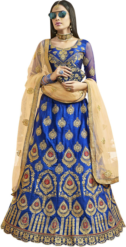 ShopGlobal ShopGlobal Embroidered Semi Stitched Lehenga Choli(Blue) - Flipkart Deal