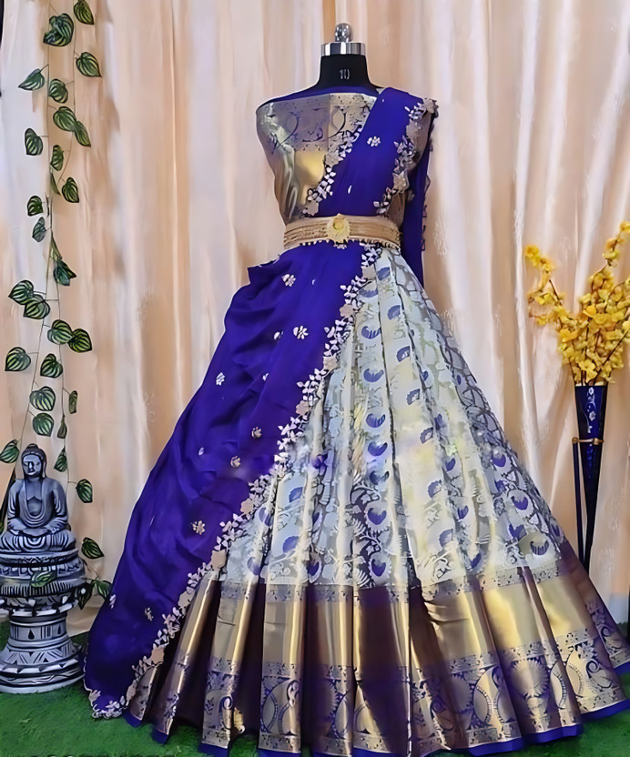 SWAMI STUDIO Self Design Semi Stitched Lehenga Choli(Blue)