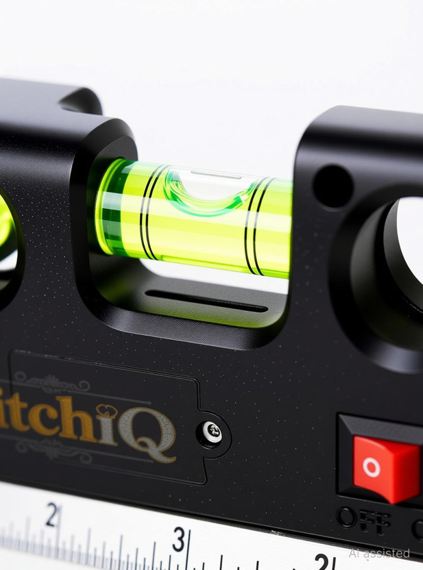 KITCHIQ Multipurpose Laser Level Kit - Standard Cross Line Leveler Beam Tool With Rulers ABS Material for Picture Hanging cabinets Tile Walls Non-magnetic Line Level(10 cm)