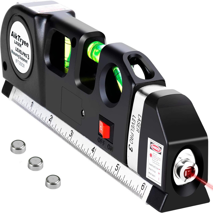AADHYA COMMERCE Level Line Tool Multipurpose Laser Level with Measuring Scale & Bubble Levels Laser Level Line Tool Kit Magnetic Line Level(18 cm)