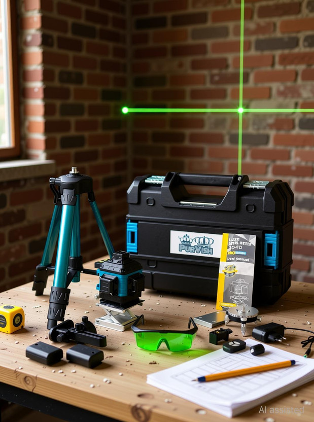 purvish 16 Lines Green Laser Level, 4D Green Line Professional Laser with Tripod, Remote for construction| carpenters, electricians and civil engineers Magnetic Engineer's Precision Level(13.5 cm)